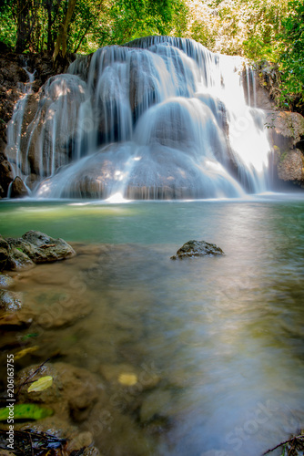 Beautiful waterfall  Huai Mae Khamin  in Kanchanaburi  Thailand