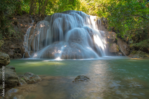 Beautiful waterfall 'Huai Mae Khamin' in Kanchanaburi, Thailand