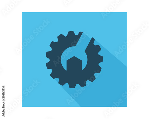 blue gear wrench gestalt business company office corporate image vector icon logo