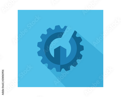 blue gear wrench gestalt business company office corporate image vector icon logo
