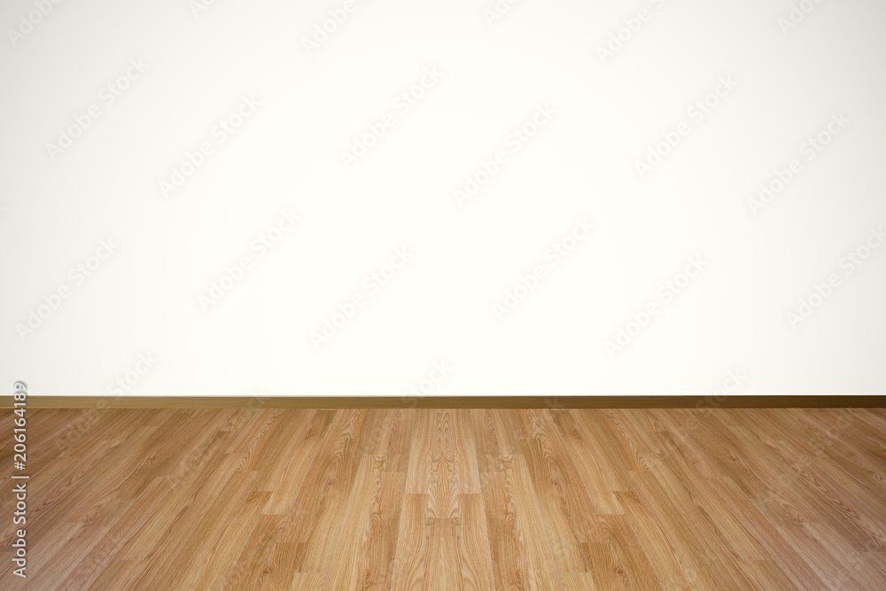 Empty room with white wall and wooden floor Empty room with white wall and wooden floor
