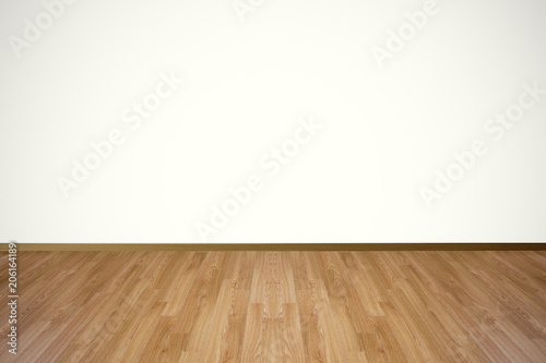 Empty room with white wall and wooden floor © Wilson. P