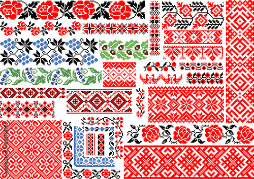 Set of 30 Seamless Ethnic Patterns for Embroidery Stitch