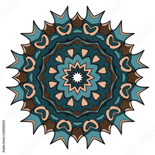 Floral Geometric Pattern with hand-drawing Mandala. Vector illustration. For fabric, textile, bandana, scarg, print. photo