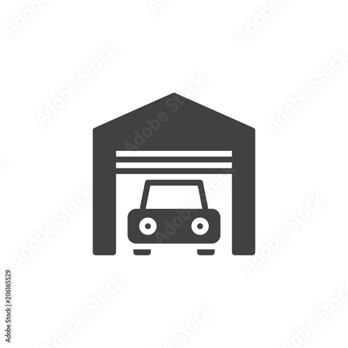 Car garage vector icon. filled flat sign for mobile concept and web design. Internal parking simple solid icon. Symbol, logo illustration. Pixel perfect vector graphics