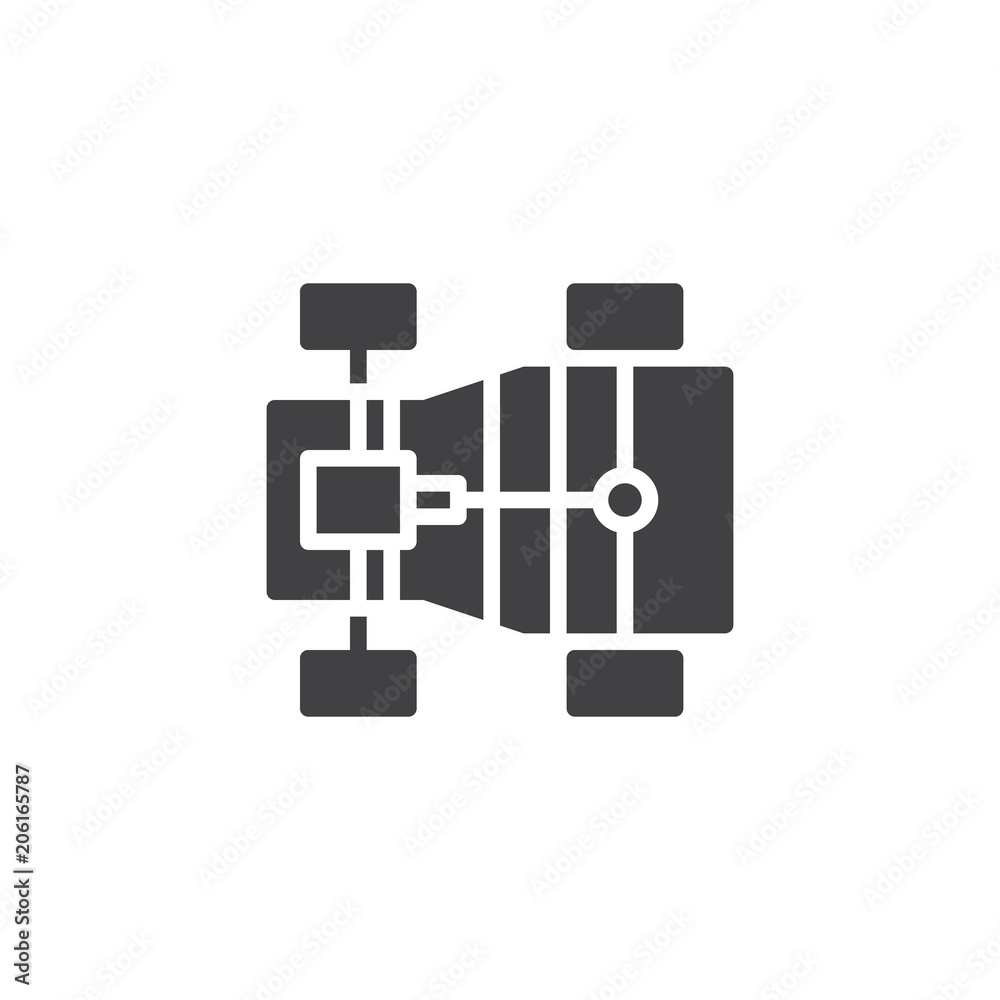 Car chassis vector icon. filled flat sign for mobile concept and web design. Repair service simple solid icon. Symbol, logo illustration. Pixel perfect vector graphics Car chassis vector icon. filled flat sign for mobile concept and web design. Repair service simple solid icon. Symbol, logo illustration. Pixel perfect vector graphics