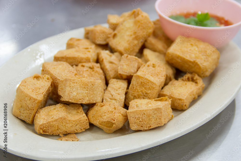 Fried tofu with sauce Fried tofu with sauce
