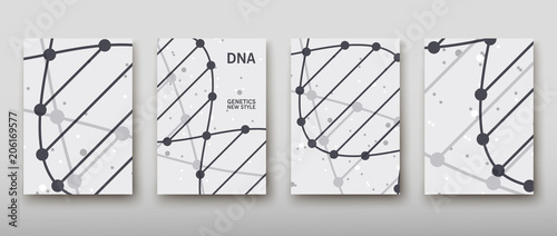 DNA abstract geometric background, layout in A4 set technology brochure flyer design template vector shadow