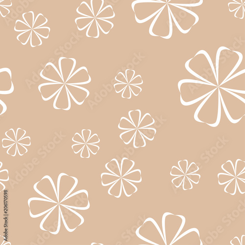 White floral seamless pattern on beige background © Liudmyla