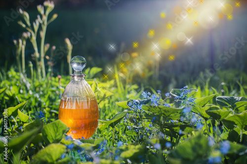 Fotografi magic potion in bottle outdoor