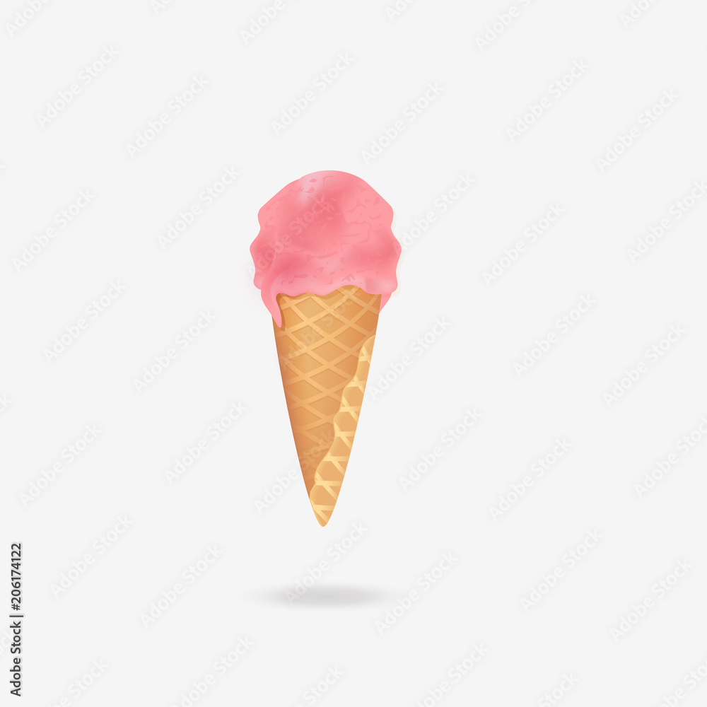 pink ice cream cone delicious illustration