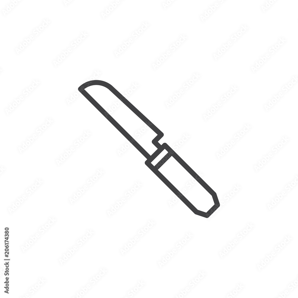 Kitchen knife outline icon. linear style sign for mobile concept and web design. Butter knife simple line vector icon. Symbol, logo illustration. Pixel perfect vector graphics Kitchen knife outline icon. linear style sign for mobile concept and web design. Butter knife simple line vector icon. Symbol, logo illustration. Pixel perfect vector graphics