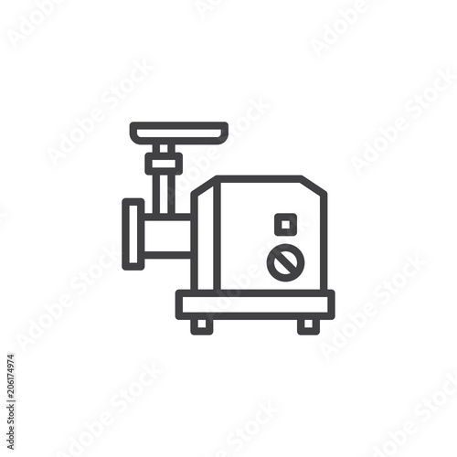 Electric Meat grinder outline icon. linear style sign for mobile concept and web design. kitchenware simple line vector icon. Symbol, logo illustration. Pixel perfect vector graphics