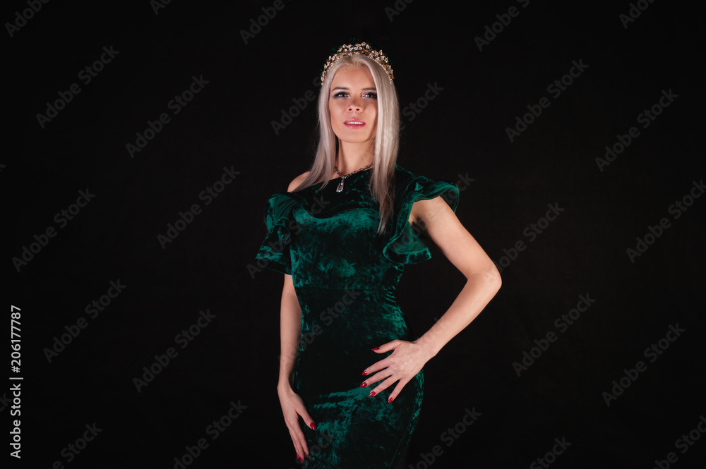 Portrait of elegant luxurious woman wearing dress Portrait of elegant luxurious woman wearing dress