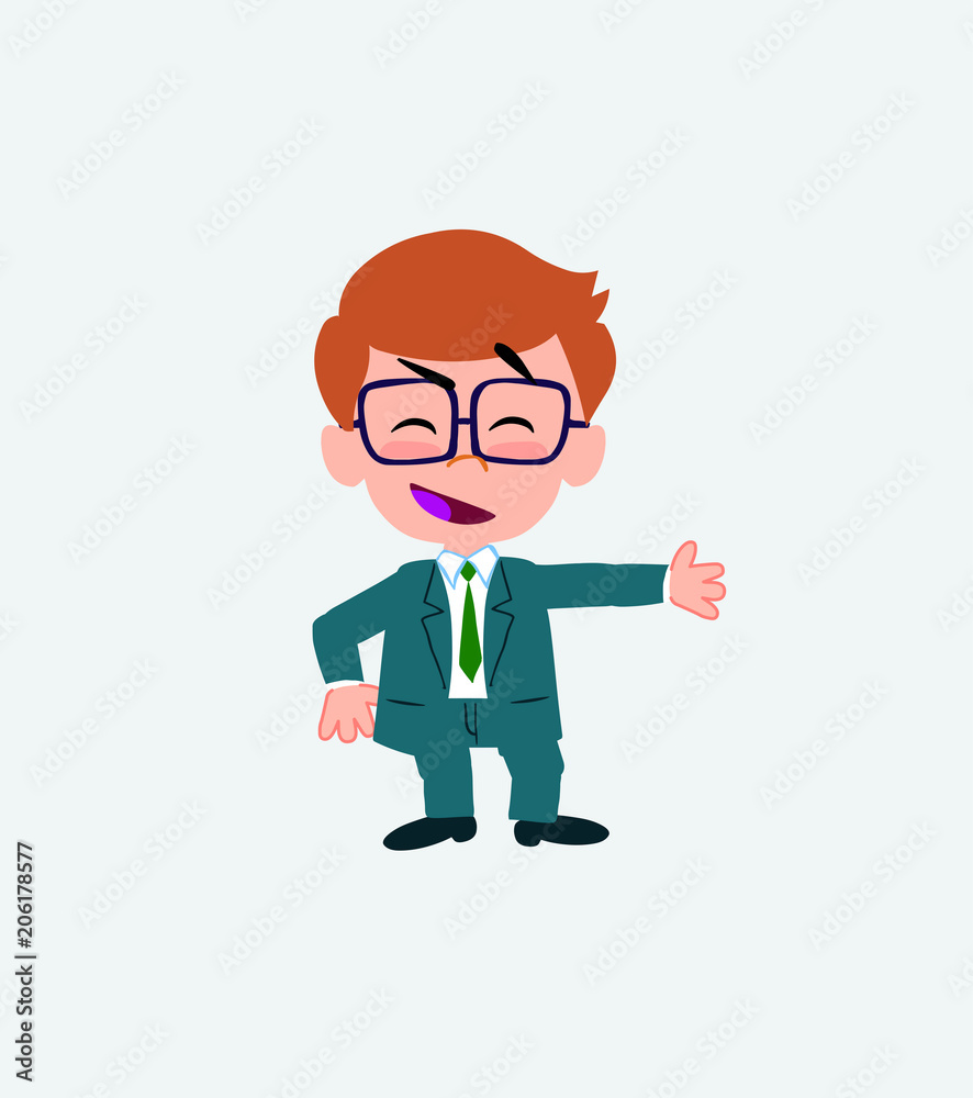 Businessman with glasses showing something in an optimistic and positive attitude. Businessman with glasses showing something in an optimistic and positive attitude.