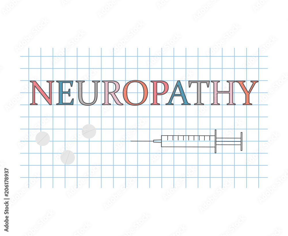 Neuropathy word on checkered paper sheet- vector illustration Neuropathy word on checkered paper sheet- vector illustration