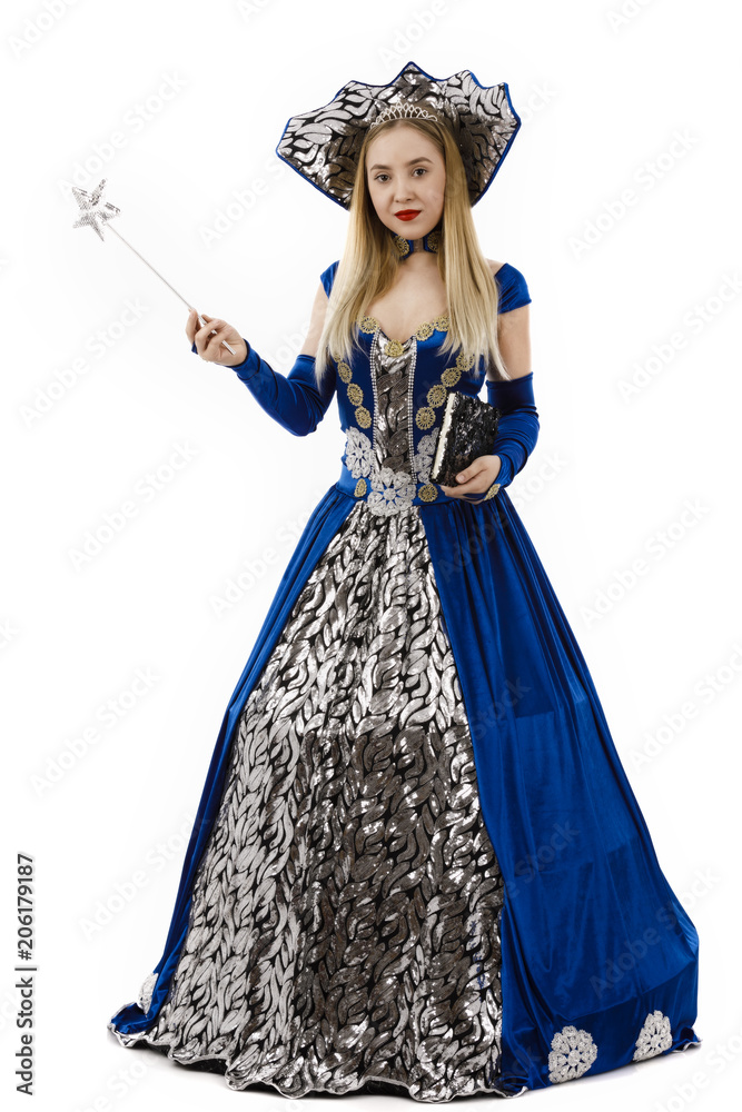 Beautiful woman with a fairy dress with wand Beautiful woman with a fairy dress with wand