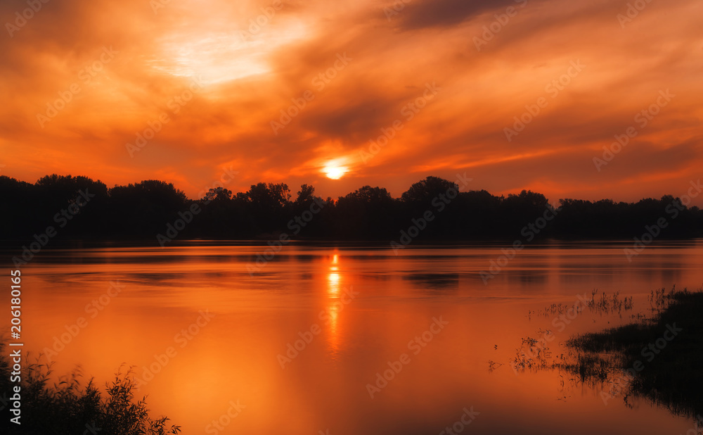 Beautiful sunset on the river