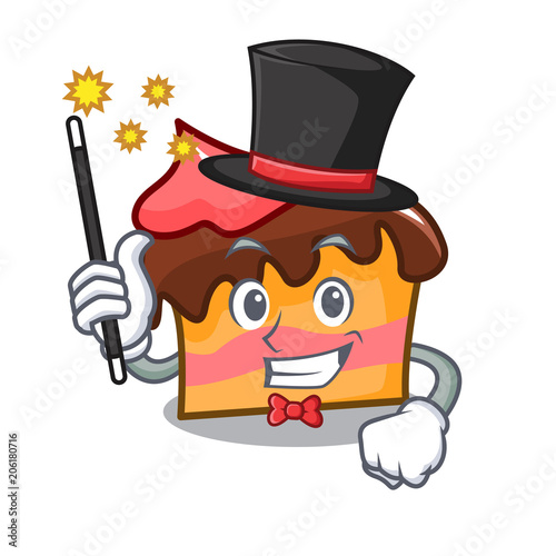 Magician sponge cake mascot cartoon