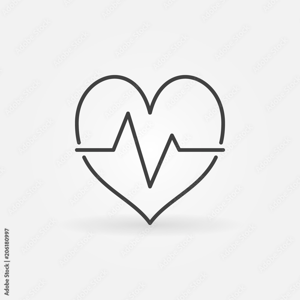Heartbeat icon in minimal outline style. Vector heartrate symbol Heartbeat icon in minimal outline style. Vector heartrate symbol
