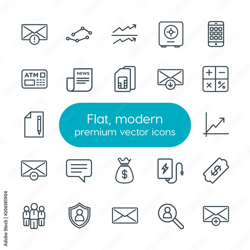 Modern Simple Set of business, charts, mobile, email Vector outline Icons. Contains such Icons as graph, overfilled, exposure, growth, add and more on white background. Fully Editable. Pixel Perfect Modern Simple Set of business, charts, mobile, email Vector outline Icons. Contains such Icons as graph, overfilled, exposure, growth, add and more on white background. Fully Editable. Pixel Perfect