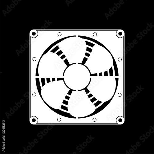 Exhaust fan black icon on dark background
