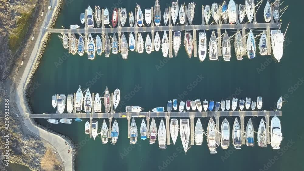 Aerial view of harbor Tenerife island Canary Spain drone top view 4K UHD video Aerial view of harbor Tenerife island Canary Spain drone top view 4K UHD video