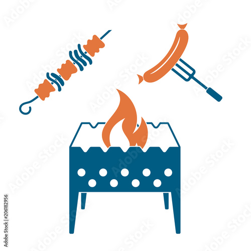 Brazier, kebab and sausage icon