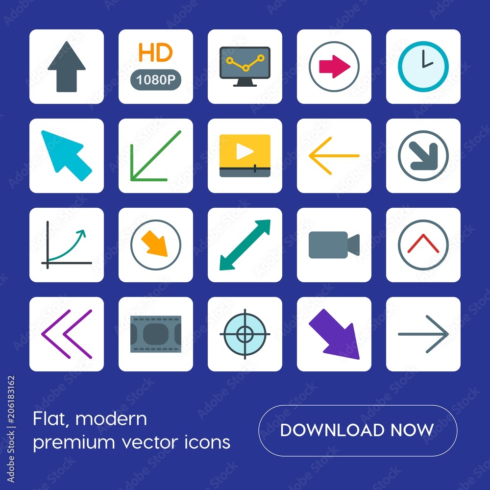 Modern Simple Set of arrows, charts, video, cursors Vector flat Icons. Contains such Icons as chart, television, scatter, hour, hd, data and more on blue background. Fully Editable. Pixel Perfect Modern Simple Set of arrows, charts, video, cursors Vector flat Icons. Contains such Icons as chart, television, scatter, hour, hd, data and more on blue background. Fully Editable. Pixel Perfect