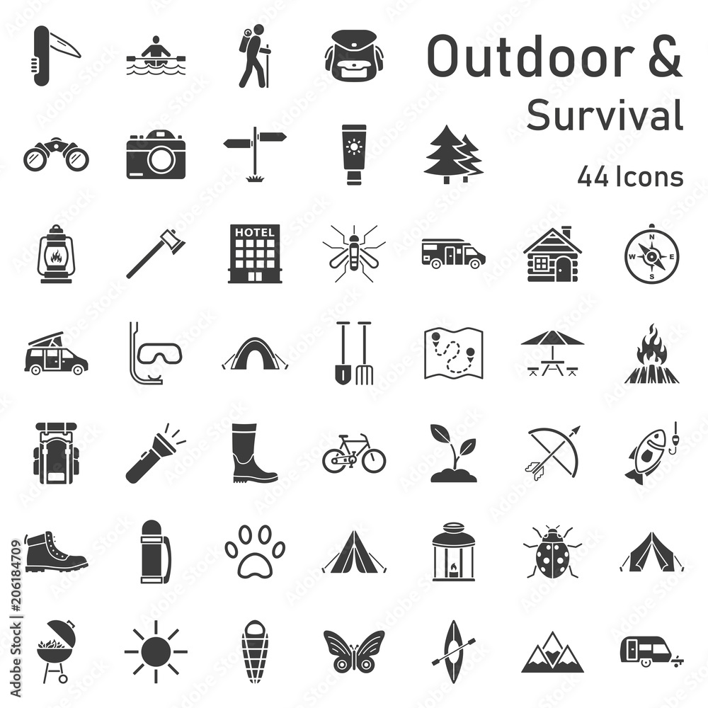 Outdoor Survival Iconset - obrazy, fototapety, plakaty 