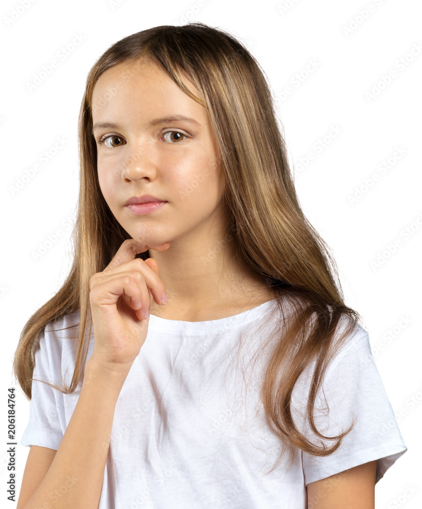 Portrait of a emotional beautiful little girl. Isolated on white background. Portrait of a emotional beautiful little girl. Isolated on white background.