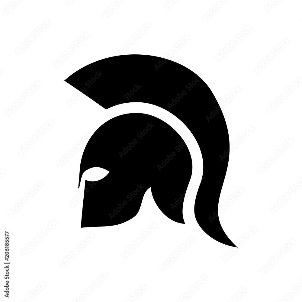 Icono plano casco espartano en color negro Stock Vector