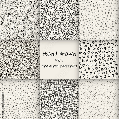 Seamless set hand drawn marker
