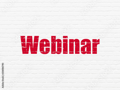 Learning concept: Painted red text Webinar on White Brick wall background
