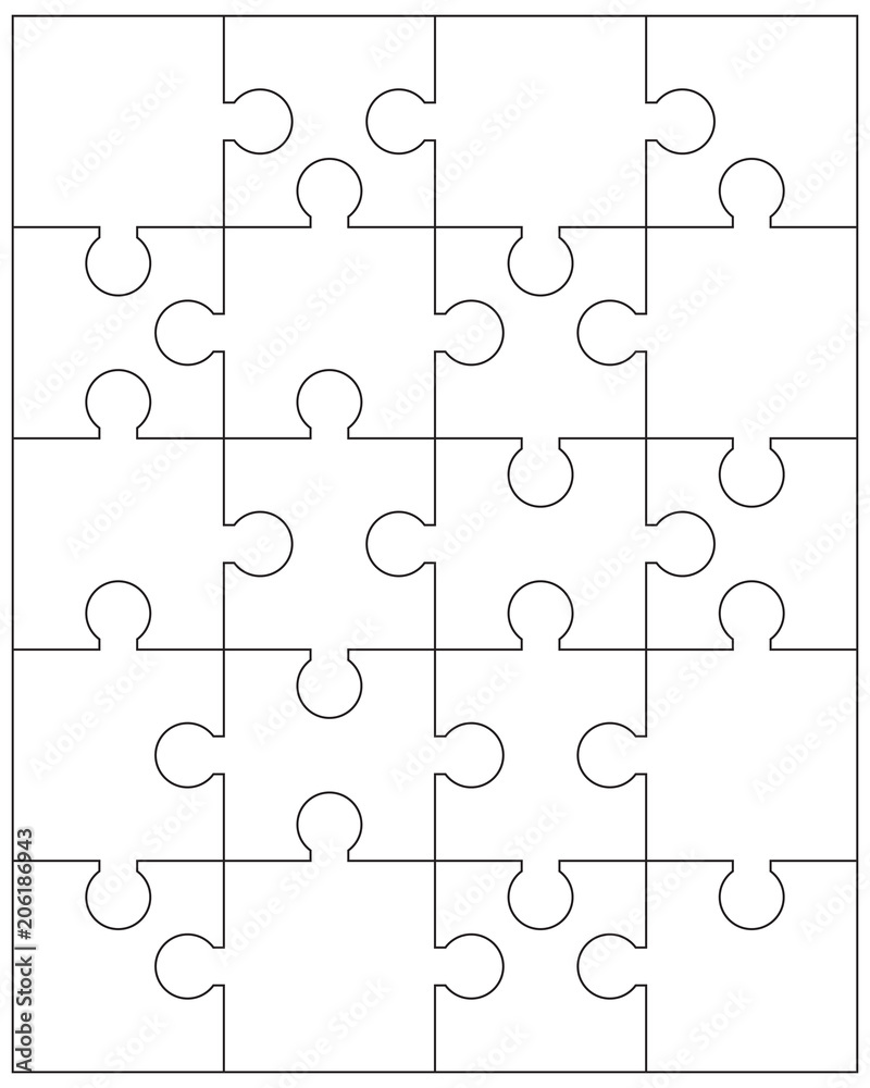 Illustration of separate parts of white puzzle Illustration of separate parts of white puzzle