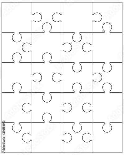 Illustration of separate parts of white puzzle