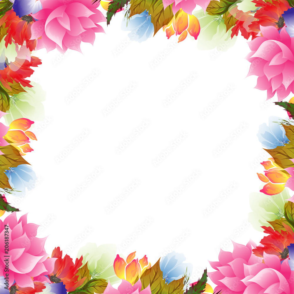 Beautiful watercolor flowers decorated background. Can be used as greeting card or invitation card design.