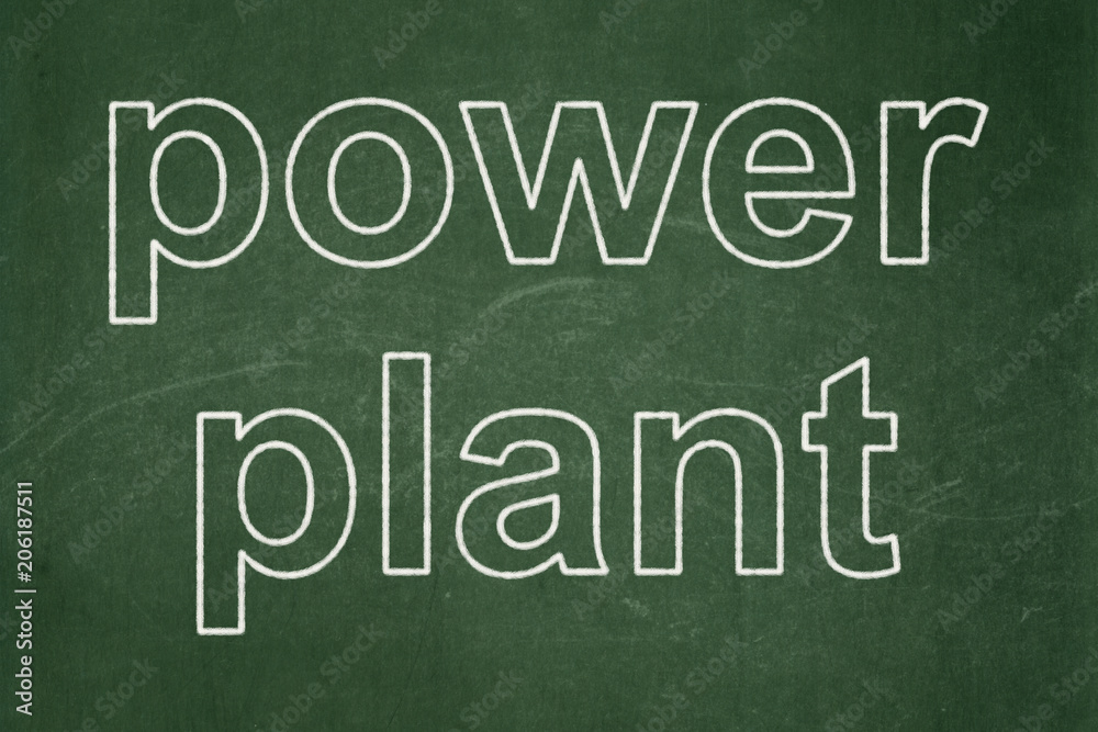 Industry concept: text Power Plant on Green chalkboard background Industry concept: text Power Plant on Green chalkboard background