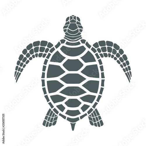 Icon sea turtle. Isolated gray symbol on white background. Tattoo. Vector illustration