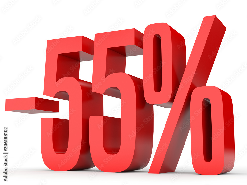 Minus fifty five percent. Discount 55 %. Minus fifty five percent. Discount 55 %.