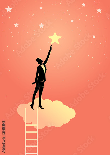 Businessman reach out for the star