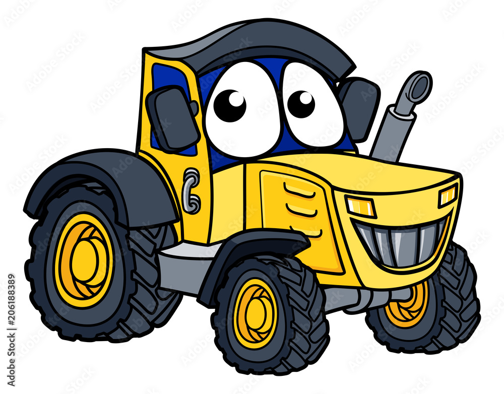 Fototapeta Farm Tractor Cartoon Character