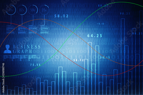 2d rendering Stock market online business concept. business Graph 