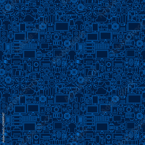 Gadgets Line Seamless Pattern