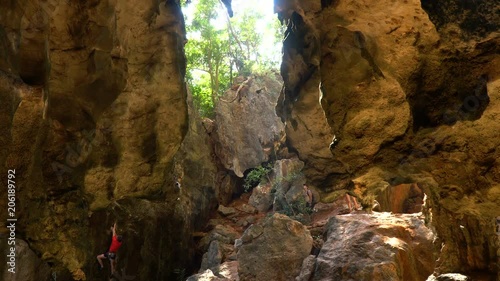 Famous Phranang cave at Raylay Railay Beach Krabi Thailand photo