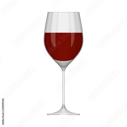 Wineglass with red wine isolated on white background. Alcoholic drink wine glass in flat style. Vector illustration