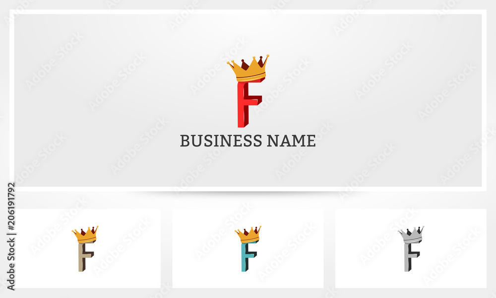 F Letter Alphabet Crown Logo Stock Vector | Adobe Stock