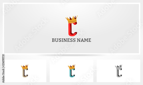 C Letter Alphabet Crown Logo