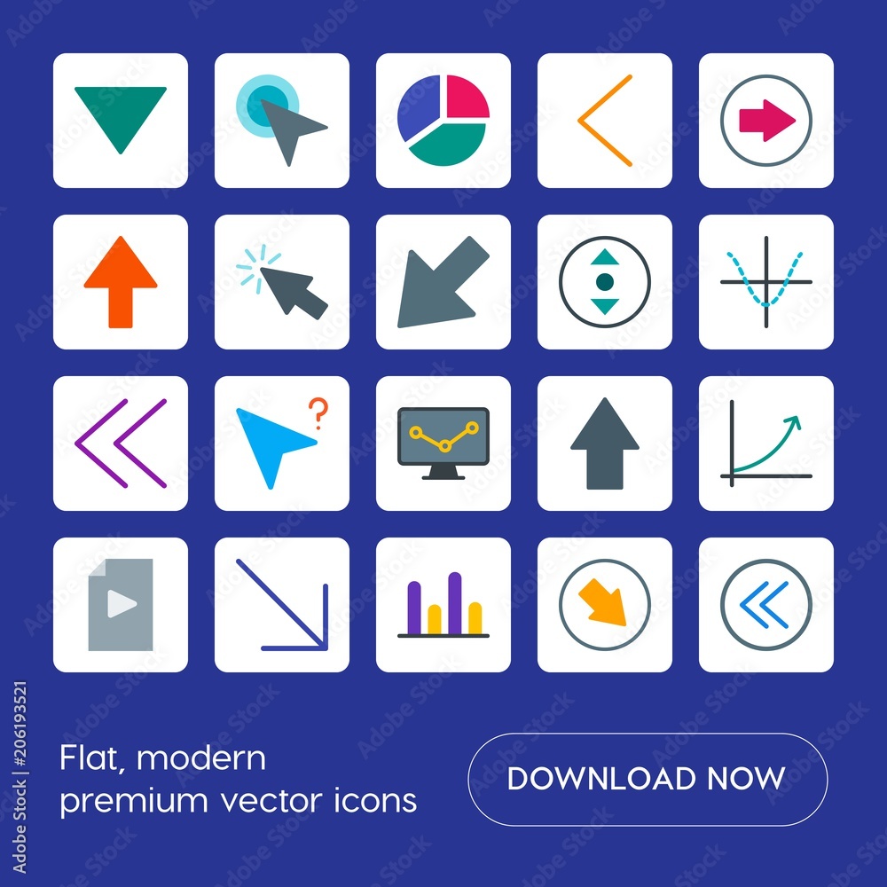 Modern Simple Set of arrows, charts, video, cursors Vector flat Icons. Contains such Icons as technology, left, business, scroll, graph and more on blue background. Fully Editable. Pixel Perfect Modern Simple Set of arrows, charts, video, cursors Vector flat Icons. Contains such Icons as technology, left, business, scroll, graph and more on blue background. Fully Editable. Pixel Perfect