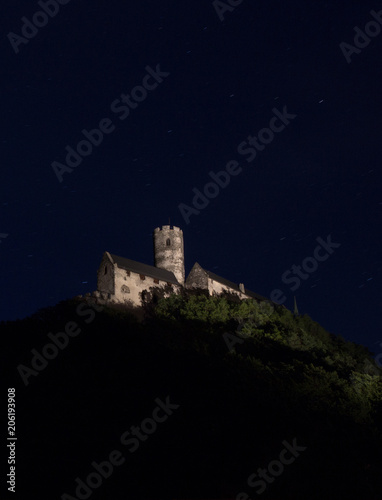 Panoramic view of Bezdez castle in the night